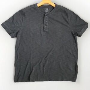 VINCE MENS T SHIRT GRAY SHORT SLEEVE HENLEY XL